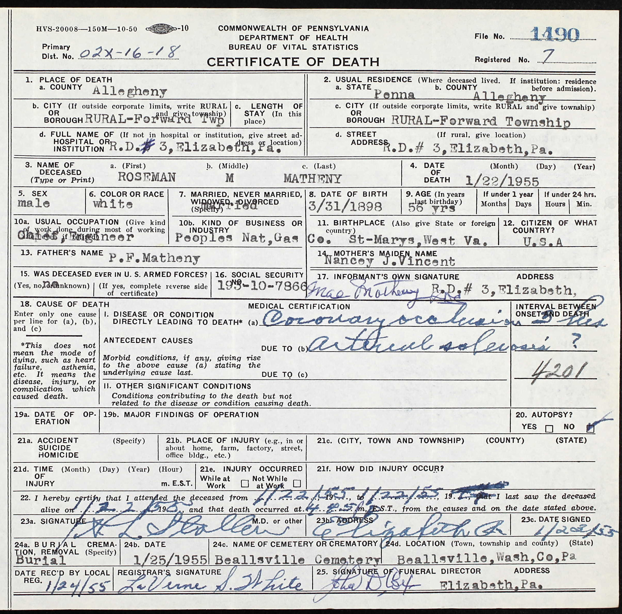 death certificate